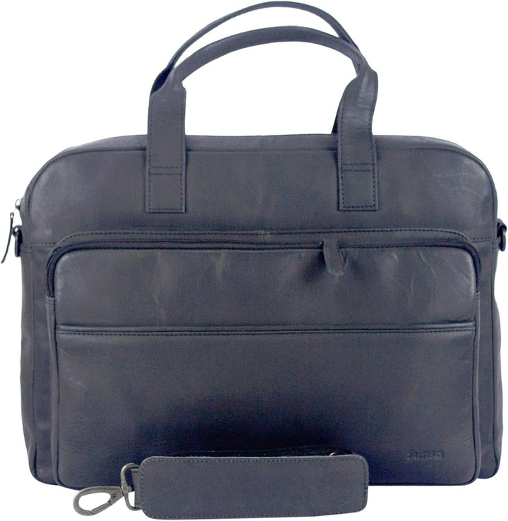 Sunsa 15 Zoll Laptoptasche. Leder Business Aktentasche. Schwarz Handtasche. Herren Umhängetasche in