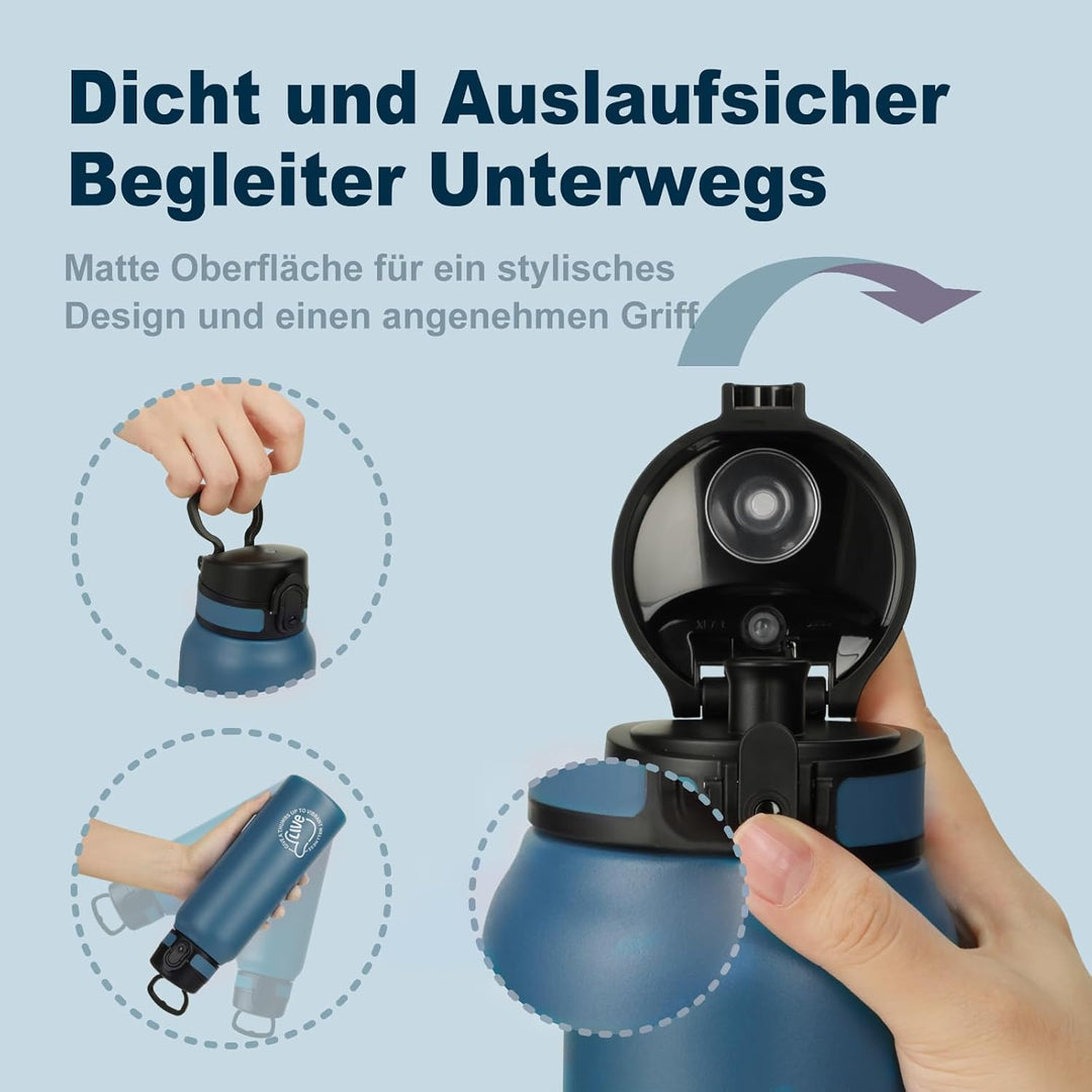 UZSPACE Thermosflasche Kinder 700ml, Isolierte Edelstahl Trinkflasche mit 1-Klick-Öffnung, 100% Ausl