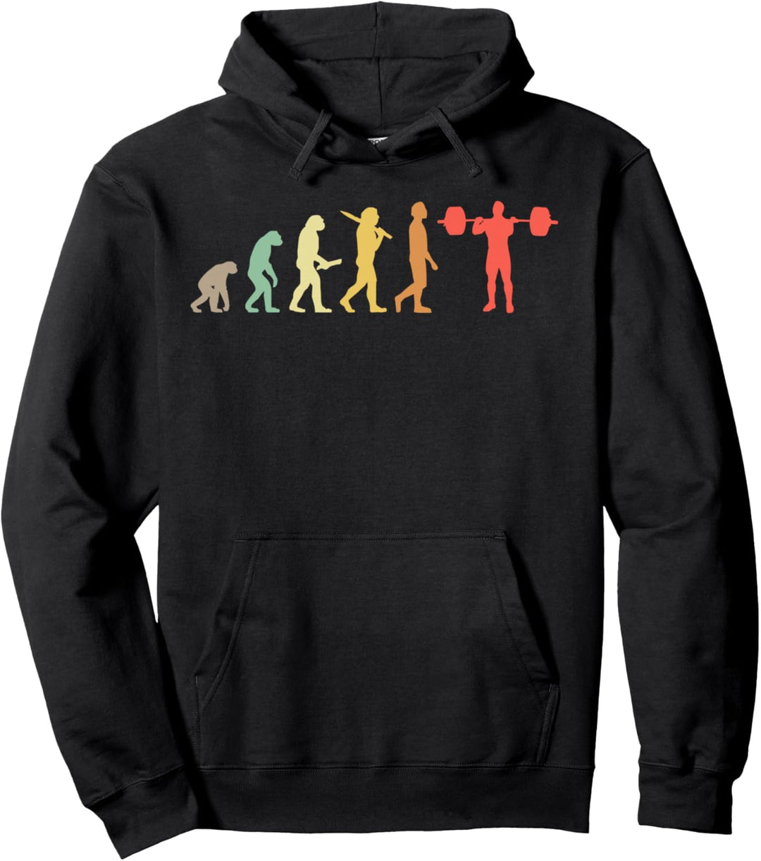 Retro Gewichtheben Evolution Geschenk für Gewichtheber Pullover Hoodie