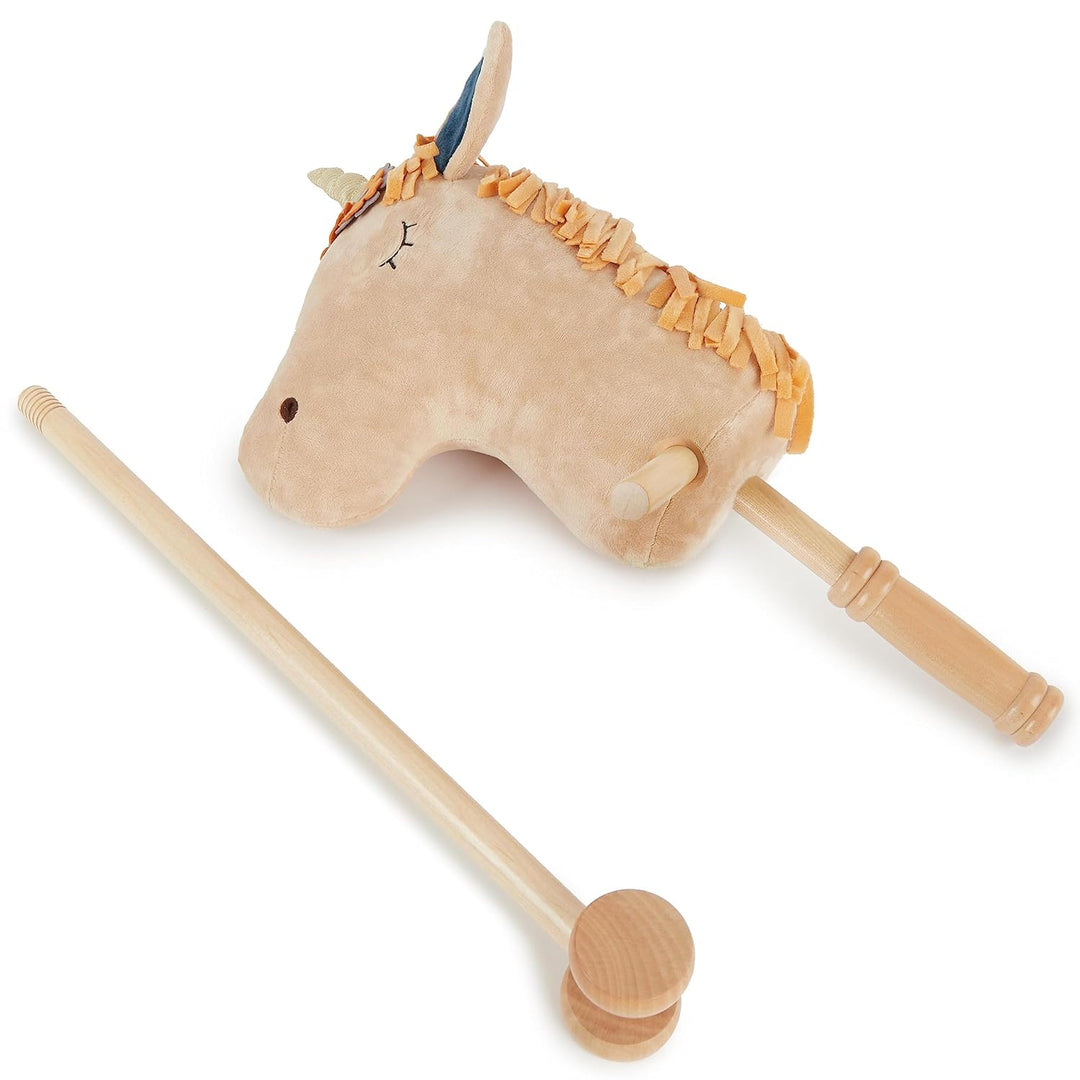 Bieco Steckenpferd Kinder Einhorn Magic | Hobby Horse | Rollen | Holz Stab | Stock Pferde Schöne für