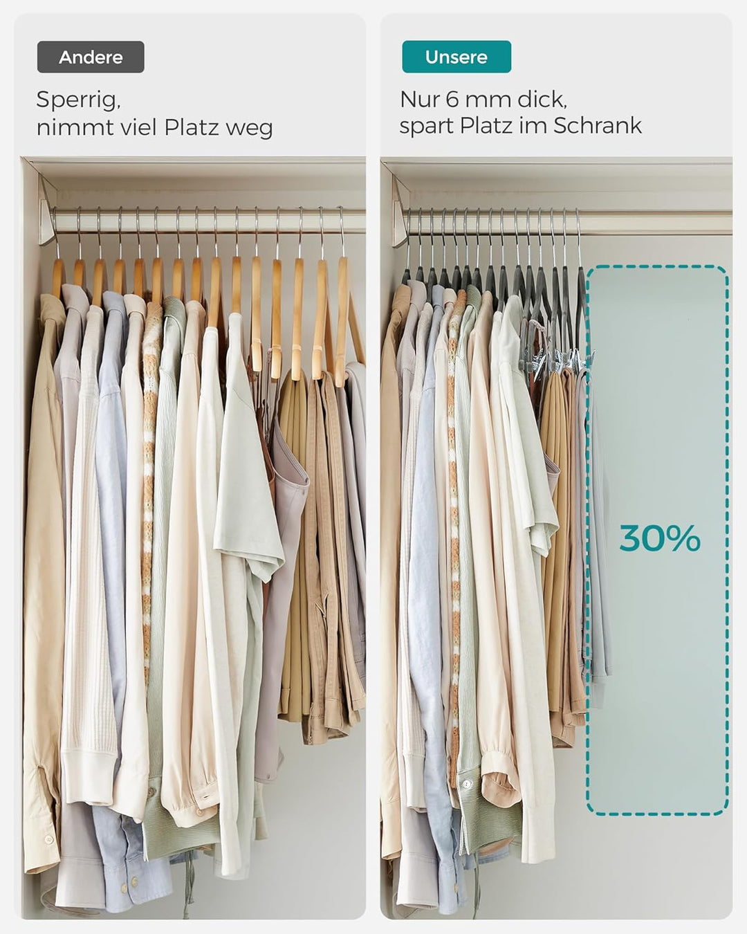 SONGMICS Kleiderbügel Samt, 10er Set, Rockbügel, 42,5 cm breit, mit verstellbaren Clips, rutschfest,