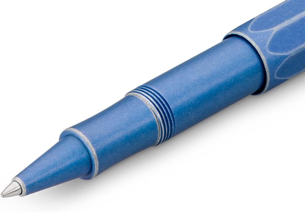 Kaweco Al Sport Blau Gel- / Kugelschreiber inklusive 0,7mm Rollerball Tintenroller Mine für Linkshän