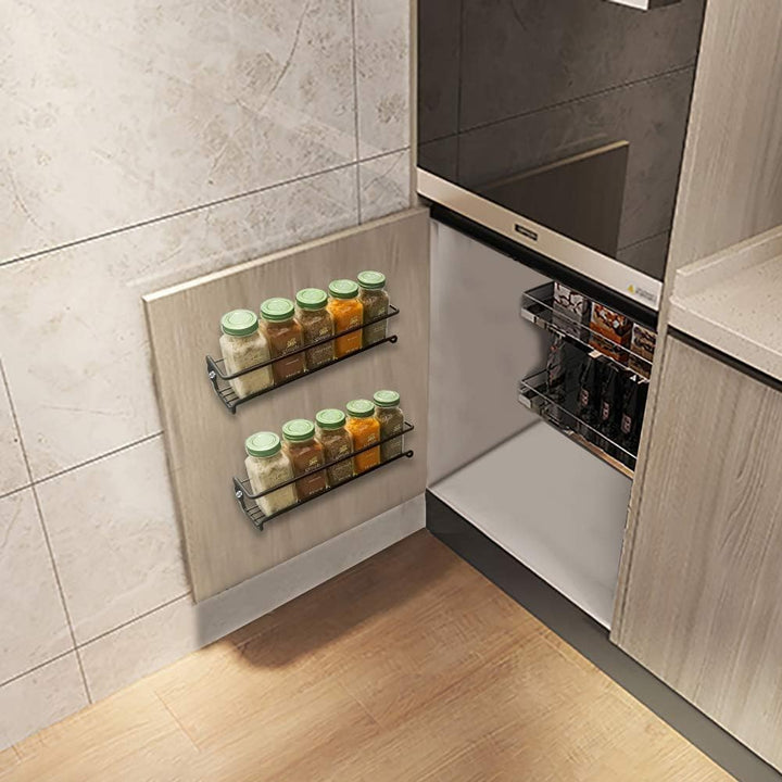 Priksia Gewürzregal Wand, 4er Set Gewürz Organizer Ohne Bohren, Gewürzhalter Hängend aus Metall mit