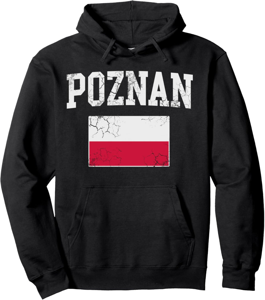 Polnische Poznan-Flagge Polska Vintage Fade Herren Damen Kinder Pullover Hoodie
