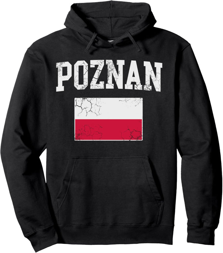 Polnische Poznan-Flagge Polska Vintage Fade Herren Damen Kinder Pullover Hoodie