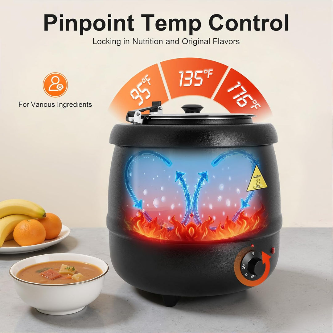 Suppentopf, elektrisch, 10 l, elektrischer Suppentopf, Suppenkessel, Behälter innen, Edelstahl, für