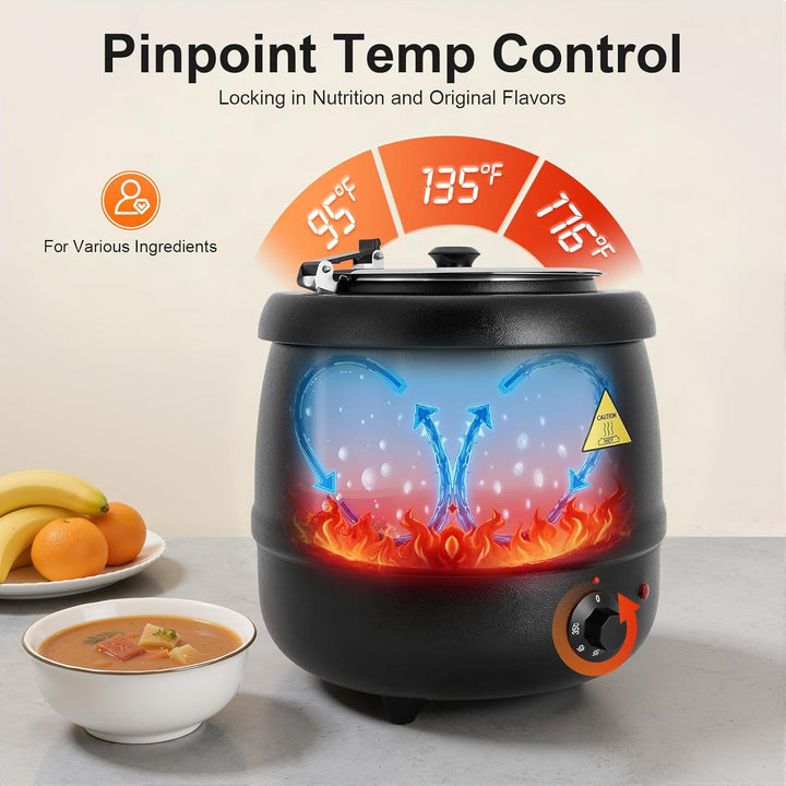 Suppentopf, elektrisch, 10 l, elektrischer Suppentopf, Suppenkessel, Behälter innen, Edelstahl, für