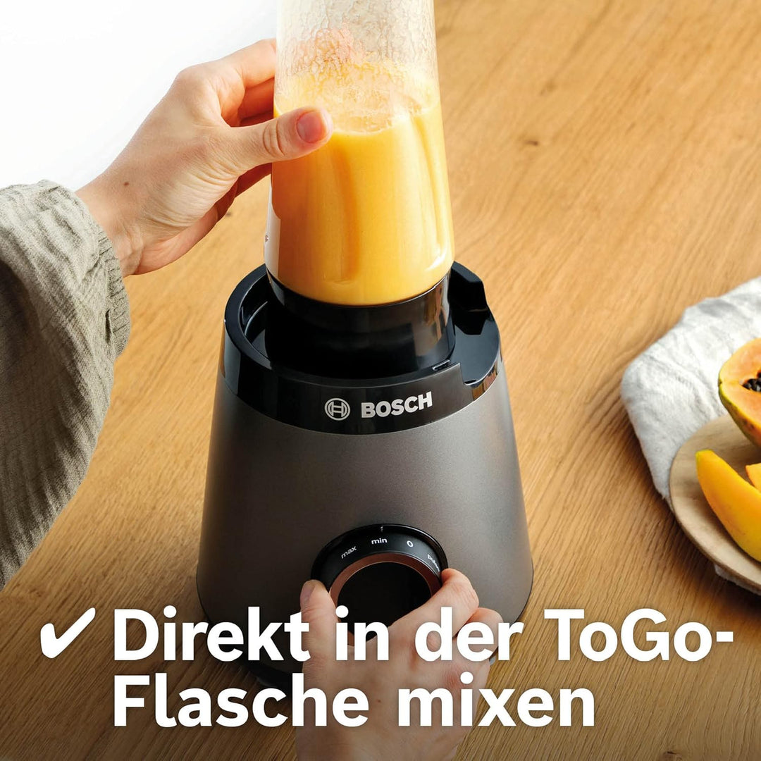 Bosch Standmixer VitaPower Serie 4 MMB6174SN, verbesserte Version & e MMZBT01B, Smoothie-ToGo-Flasch