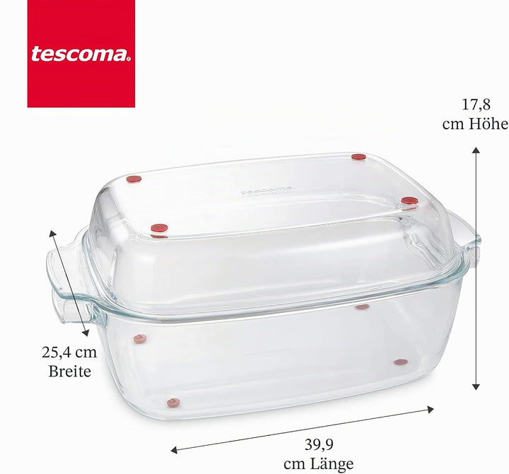 Tescoma GrandChef Rechteckbräter mit Deckel, Glas, 40 x 26 cm, 40 x 26 cm