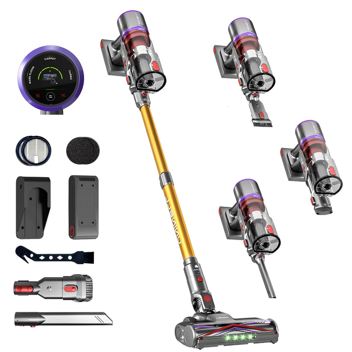 UNINELL HOME Akku Staubsauger 50000Pa/580W/70Min Upgrade, Staubsauger Kabellos Selbstladender mit LE