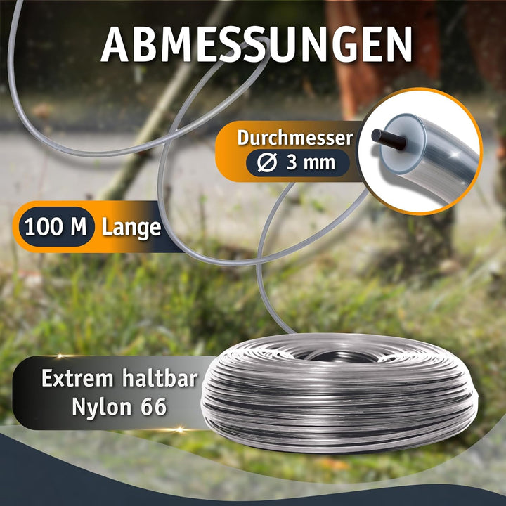 Trimmerfaden mit Verstärkung - 3,0 mm x 100 m (rundes Profil) Vorsicht - extrem schwerlast - Mähfade