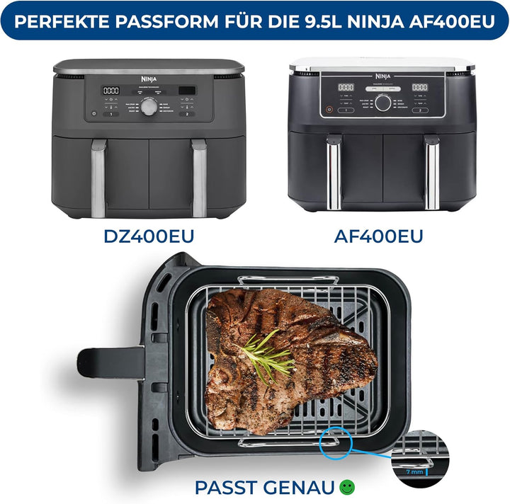 Premium Ninja 9,5L AF400EU & DZ400EU Grillrost | 2 Stücke Airfryer Grillrost für Foodi Max Dual Zone