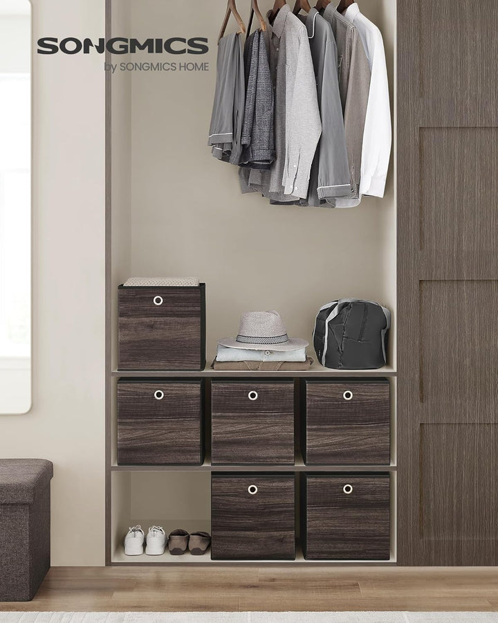 SONGMICS Aufbewahrungsbox, 6er Set, Ordnungsboxen, Vliesstoff, Faltbox, 30 x 30 x 30 cm, Stoffbox, f