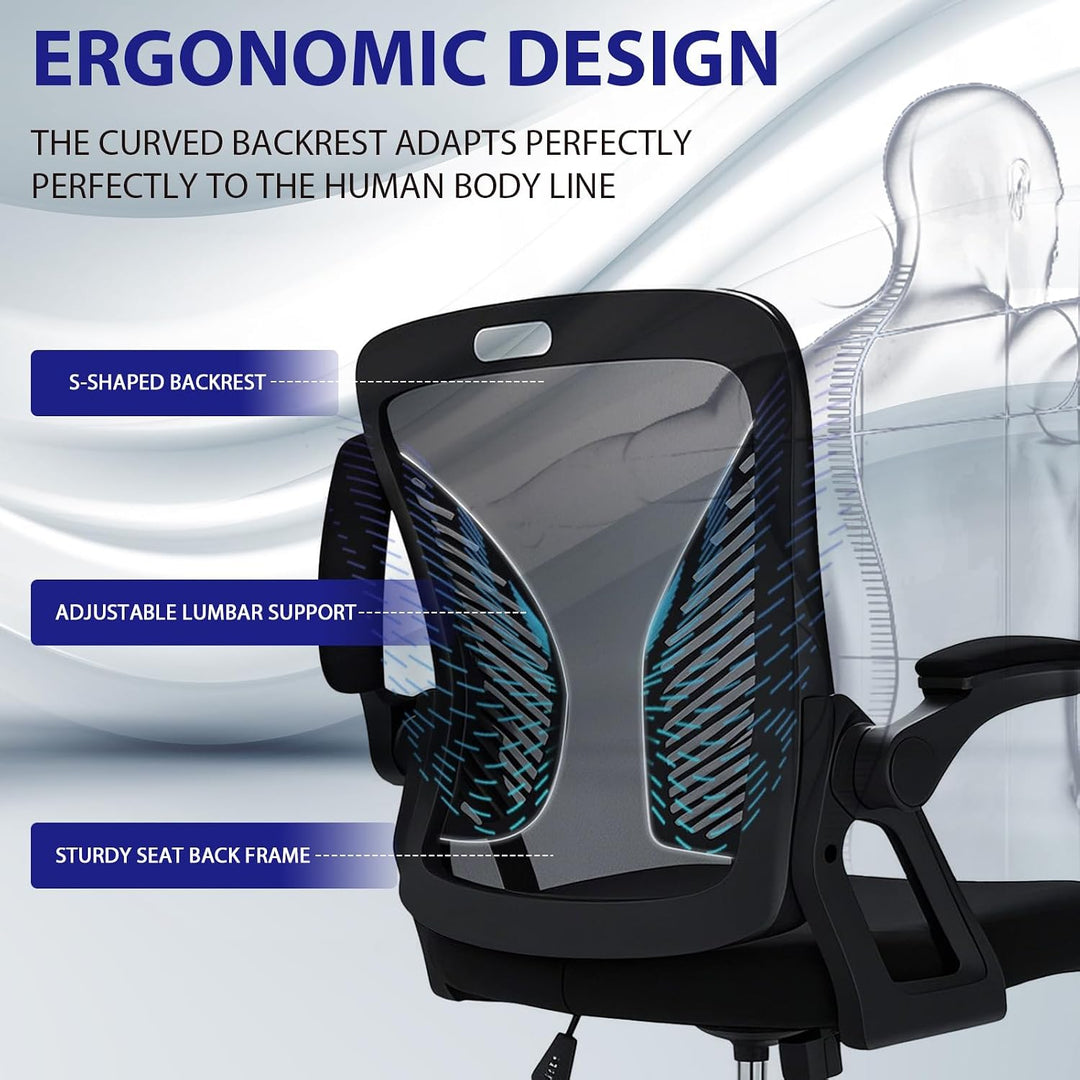 Milacyee Bürostuhl Ergonomisch, Bürostuhl, Schreibtischstuhl mit Verstellbarer Armlehnen, Lendenwirb