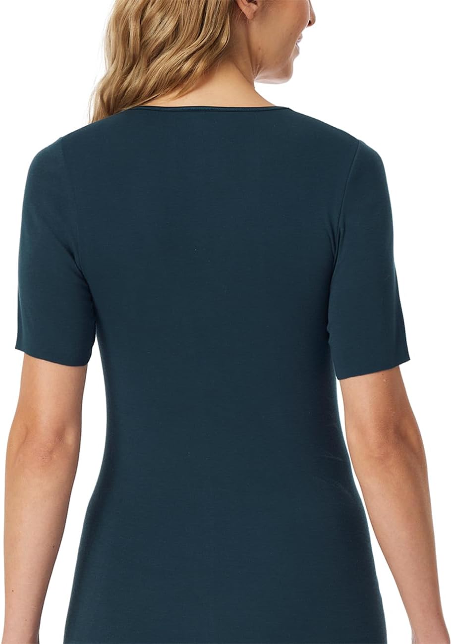 Schiesser Damen Spenzer halbarm Unterhemd - Luxury Baumwolle, Dunkelblau_181778