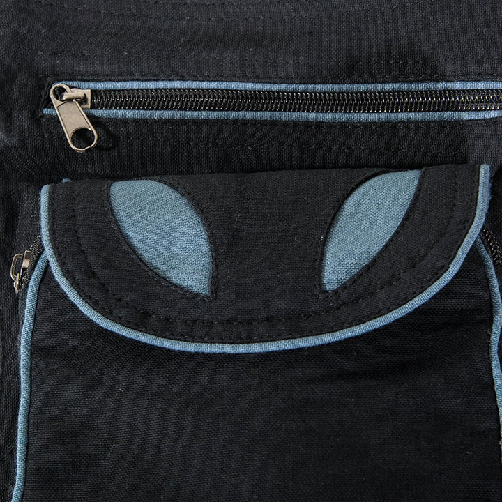 KUNST UND MAGIE Goa Schulter-Bauchtasche Gürteltasche Hippie Psy, Farbe:Schwarz/Grau Schwarz / Grau,