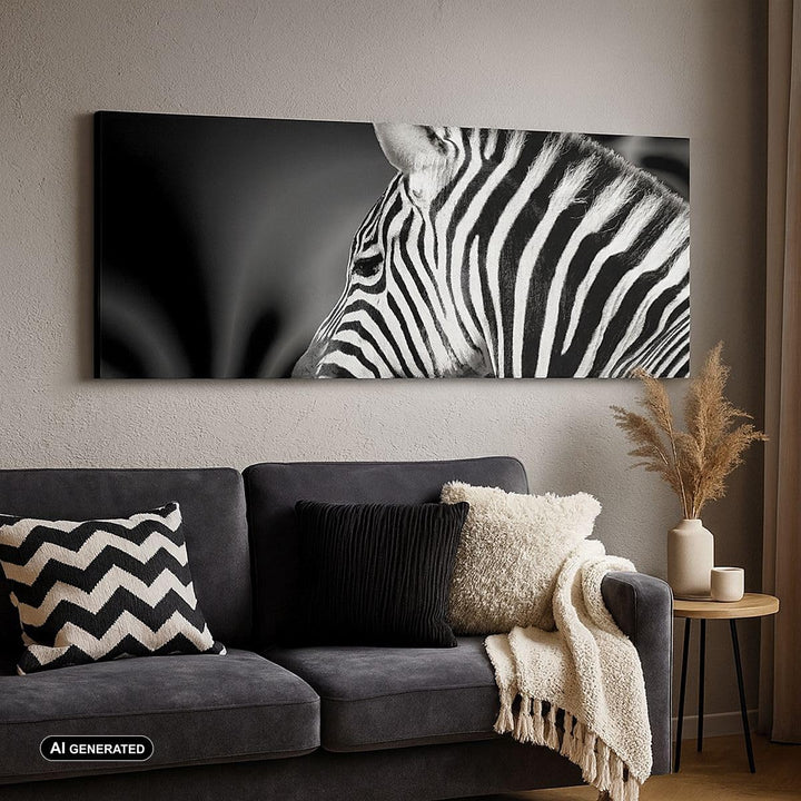 Wandbilder Dekoration Wohnzimmer Tier Zebra Streifen Panorama Bilder auf Leinwand 120x50cm Leinwandb