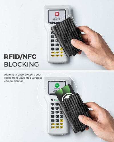 VULKIT Kreditkartenetui Herren RFID Schutz mit 3 Kartenfächern und 1 Ausweisfenster Klein Kartenetui
