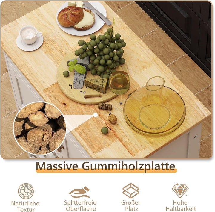 GIANTEX Küchenwagen auf Rollen, bewegliche Kücheninsel mit Arbeitsplatte, Küchenregal mit Flaschenab