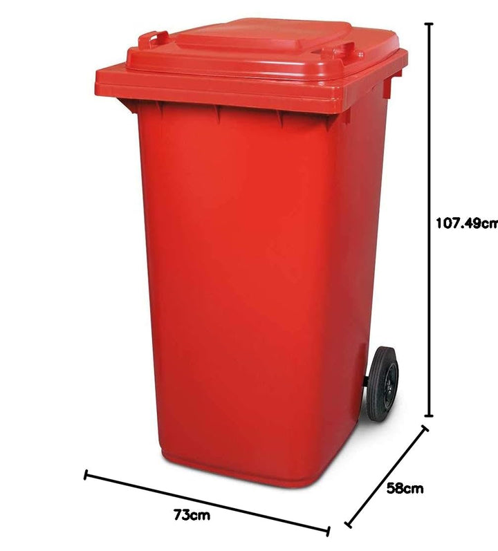 BRB Müllbehälter, Inhalt 240 Liter, HxBxT 1075 x 580 x 730 mm (rot), rot