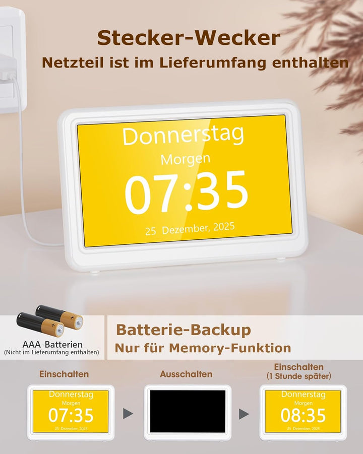 Roxicosly Digitaler Kalender, Elektronischer Tag Datum Wecker, Digital Uhr mit 20 Benutzerdefinierte