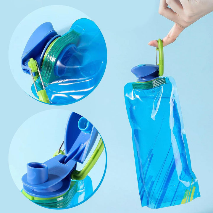 Faltbare Trinkflasche,700ML Flexible Zusammenklappbare Wasserflaschen, Wiederverwendbare Wasser-Flas