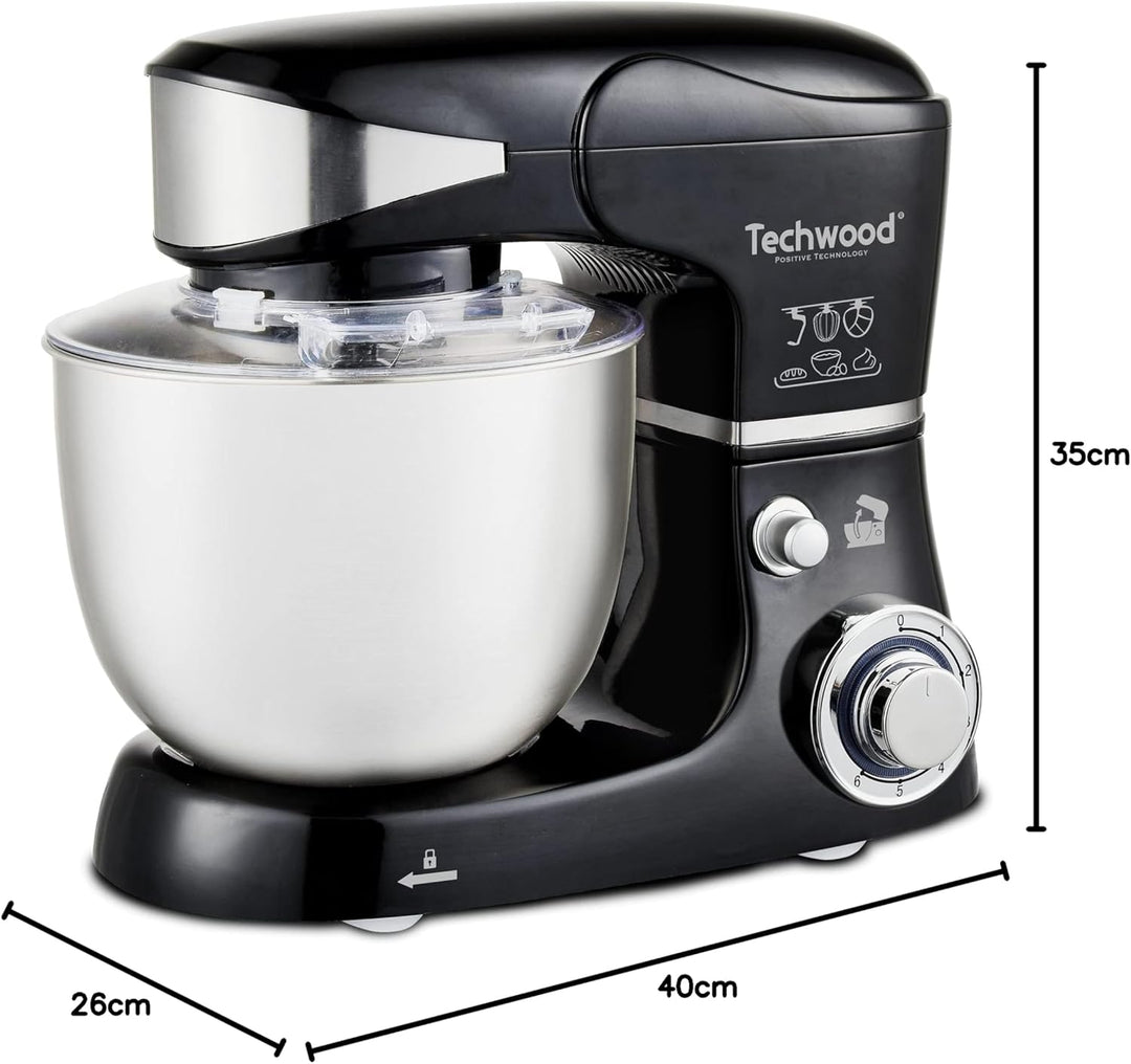 Techwood TRO-1056 Knetmaschine, 5 l, 1000 W, Metall, Schwarz