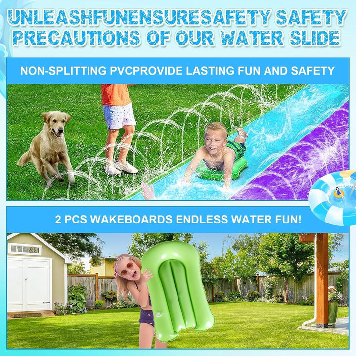 15.8 ft/480 cm Double Water Slide,Wasserrutsche Garten für Kinder,Rasenwasserrutschen with Sprinkler