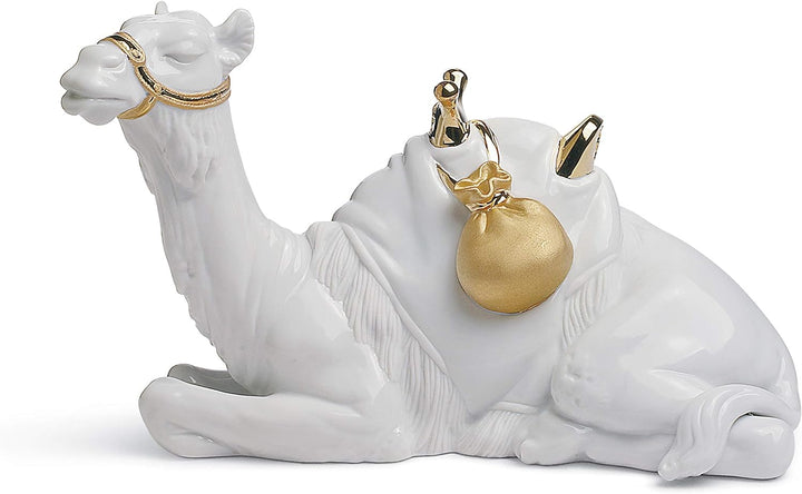LLADRÓ Krippenfigur Das Kamel. Gold. Kamel (Krippenfigur). Porzellan.