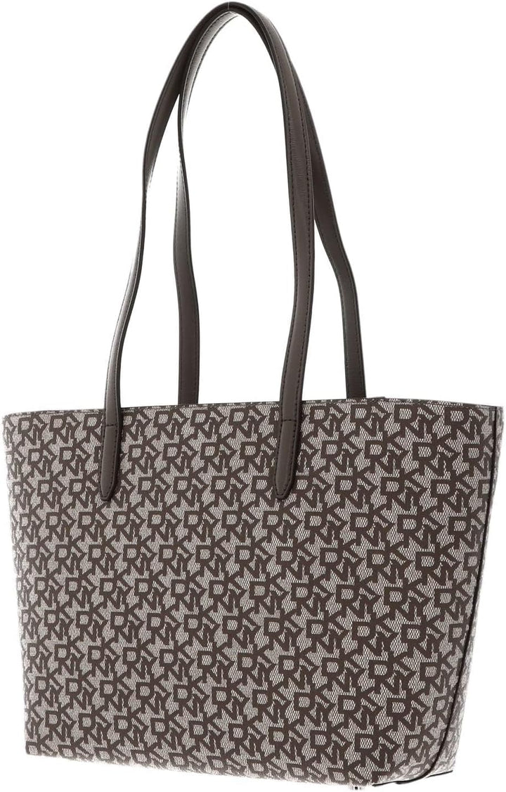 DKNY Women's Bryant Medium Bag in Coated Logo Tote, Chino/Truffle