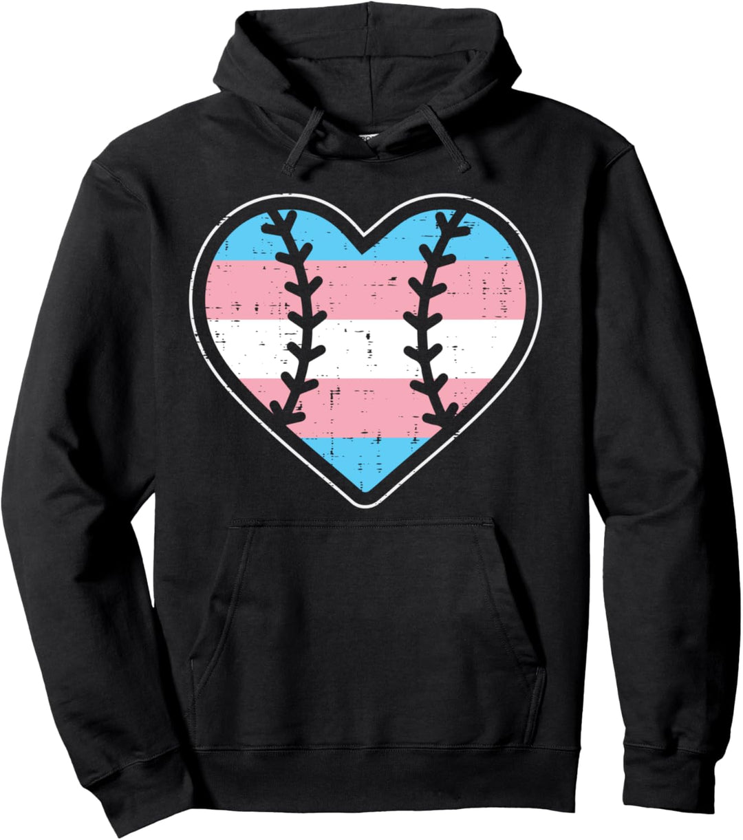Baseball Heart Transgender Transsexual Trans Pride Flag LGBT Pullover Hoodie