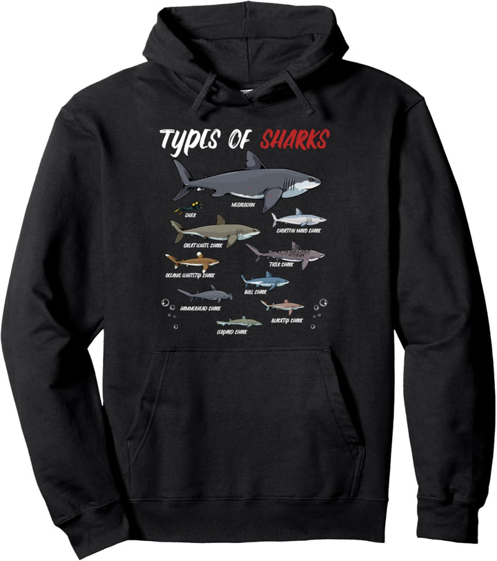 Types Of Sharks Haifisch Fische Meer Ozean Meer Tauchen Week Pullover Hoodie
