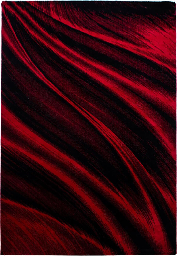 Teppium Moderner Kurzflor Teppich Läufer Flur 80 x 150 cm Rot - Flauschiger Teppich Waschbar, Abstra