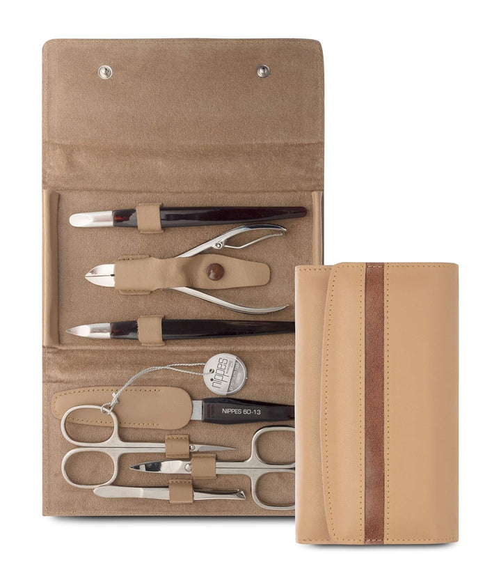 nippes Solingen Premium Line Maniküre Set Gap, 7-teilig, Rindleder-Etui mit Druckverschluss, Kontras