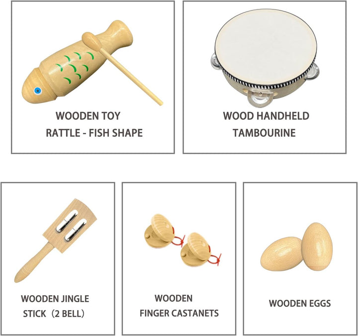 Holz Musikinstrumente Set für Kinder, Kleinkinder und Baby, Ulifeme 17 Stück Instrumente Kinderspiel