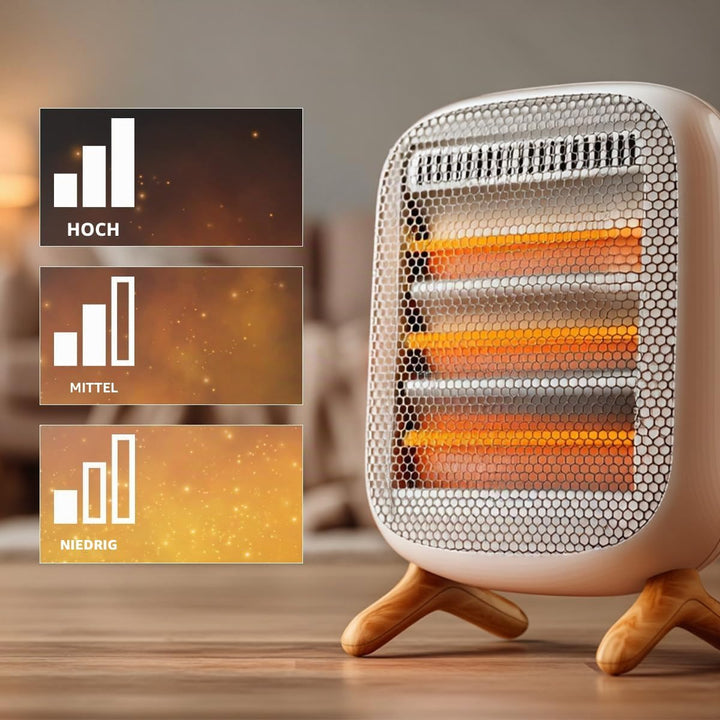 Cecotec ReadyWarm 1200 Infrarot-Heizstrahler, 1200 W, 3 Heizstufen, seitliche Schalter, Tragegriff,
