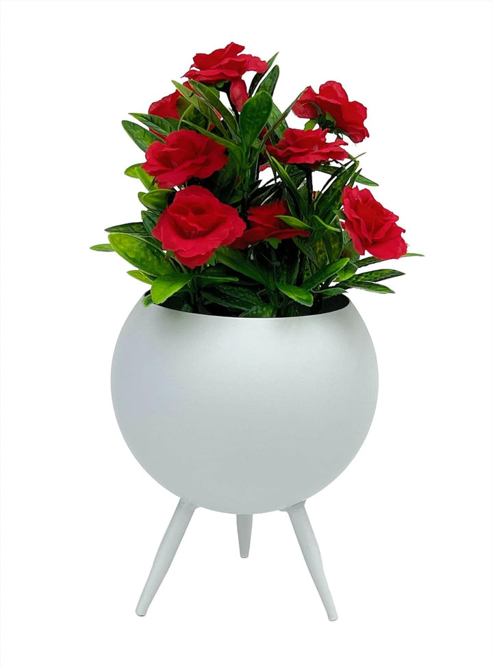 DanDiBo Blumenhocker Metall mit Topf Weiss 19 cm Blumenständer 96259 S Blumensäule Modern Pflanzenst