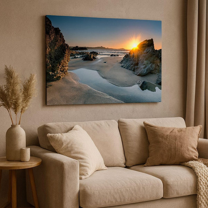 Bilder auf Leinwand 100x70cm Leinwandbild Landschaft britisch Ufer Küste Gross Wanddeko Bild Schlafz