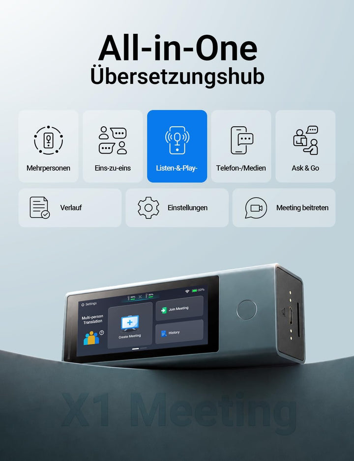 Timekettle X1 Meeting Interpreter Hub – KI-Übersetzer ohne App &amp; Abo, kostenlose Lifetime-Updates, 5