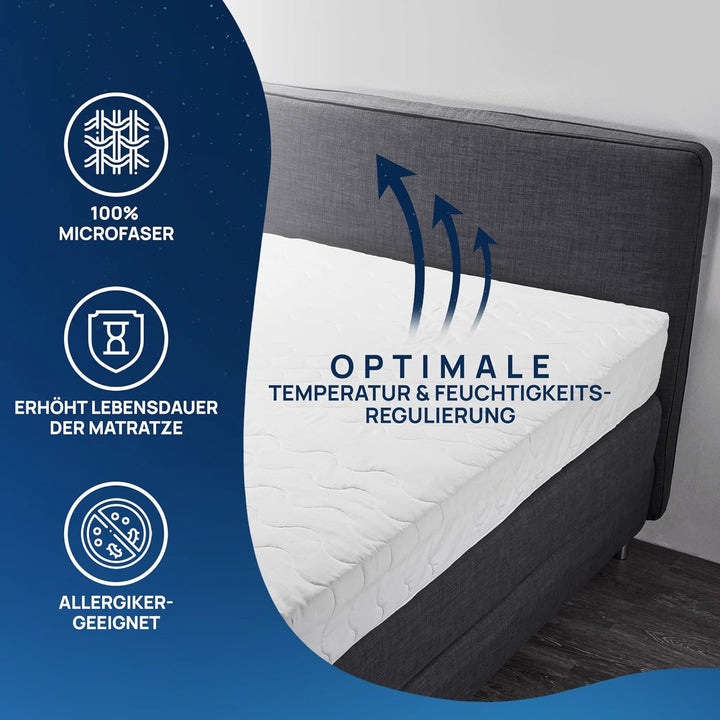 LILENO HOME Matratzenbezug 180x200 cm Reissverschluss - waschbarer Matratzenschoner aus Microfaser i