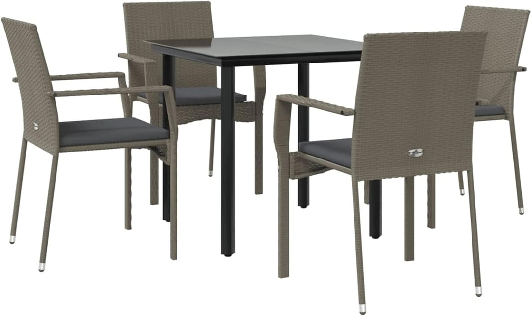 Tidyard 5-TLG. Garten Essgruppe 4 Personen, Sitzgruppe Esstisch mit Akazienholz-Tischplatte & 4 Stüh