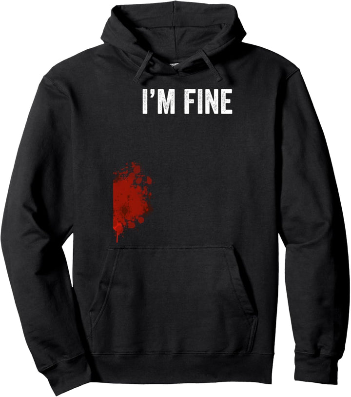 I'm Fine Graphic Zombie Slash Film Halloween Pullover Hoodie