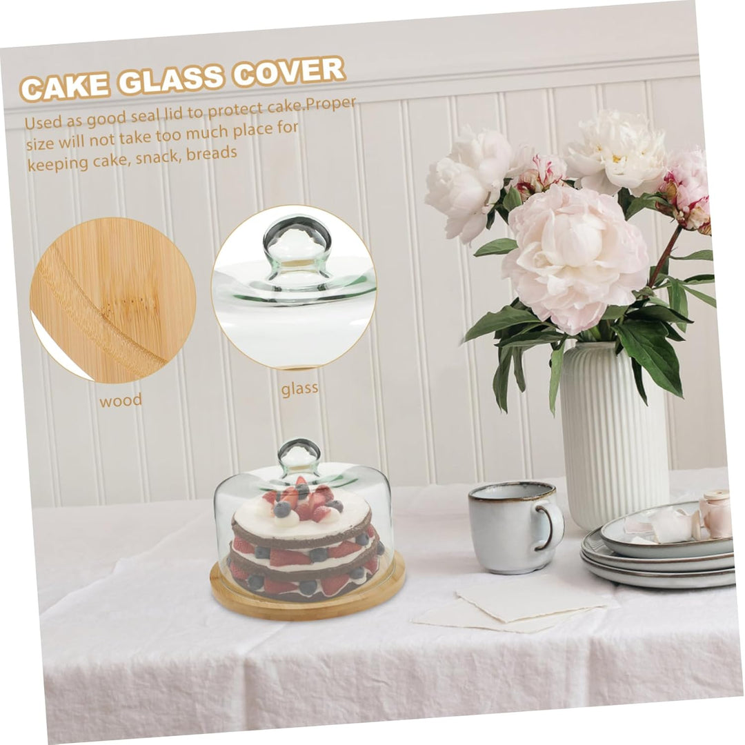 Cabilock Kunststoffschalen Kuchenstand Mit Glasglocke 1 Set Kuchen Dome Abdeckung mit Platte Dessert