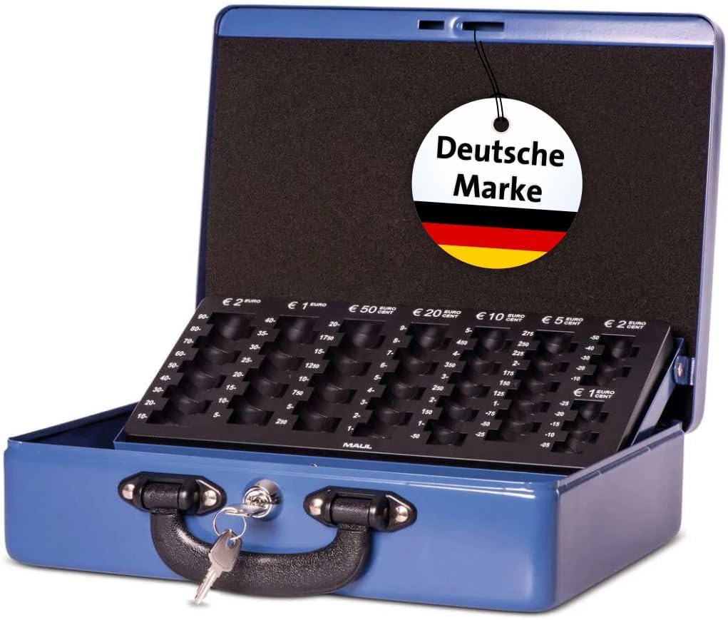 MAUL Geldkassette mit Zähleinsatz aus Stahl | abschliessbar | herausnehmbarer Einsatz | tragbare Kas