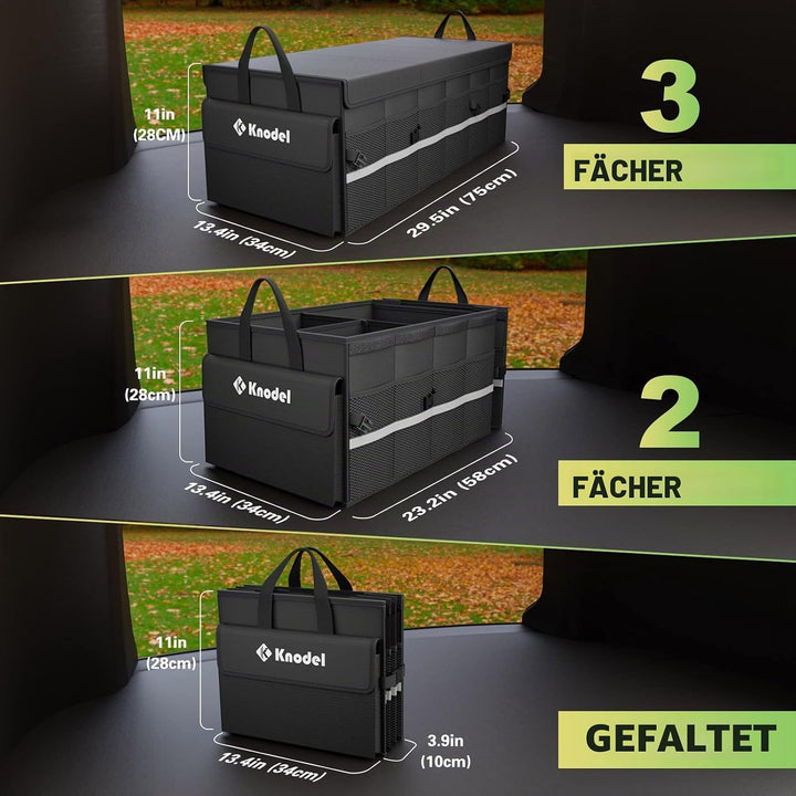 K KNODEL Autostruktur-Organisator mit faltbarem Deckel, Autospeicherbox und tasche, grosser Kofferra