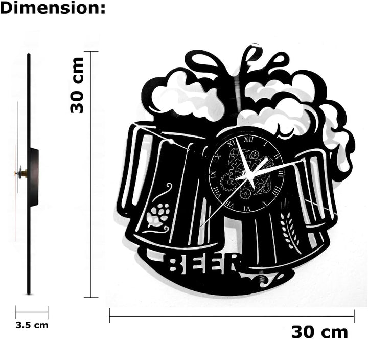 Instant Karma Clocks Vinyl Wanduhr, Handgefertigt, Beer Bier, Barman Cocktail Bar