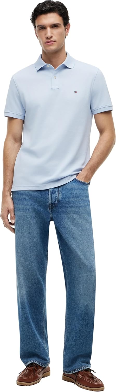 Tommy Hilfiger Herren Poloshirt Kurzarm 1985 Regular Fit S Blue (Breezy Blue), S Blue (Breezy Blue)