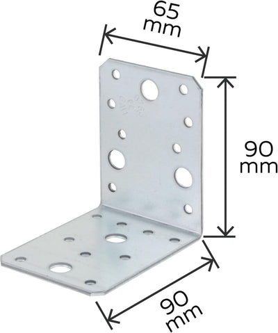 Alberts 846589 Winkelverbinder | sendzimirverzinkt | 90 x 90 x 65 mm | 25er Set, 90 x 90 x 65 mm