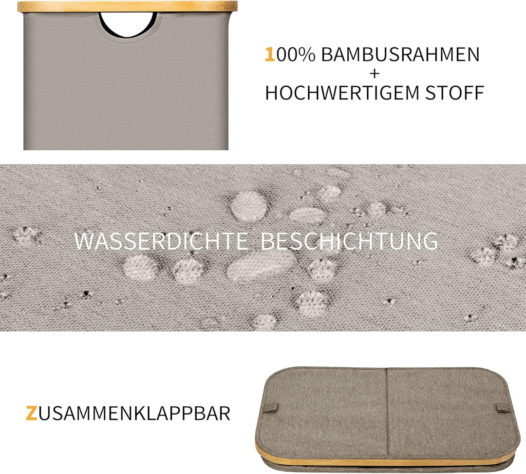 AdelDream 140L Wäschekorb mit Deckel 2 Fächer Wäschekorb Wäschesack schmal Wäschesortierer Wäschebox