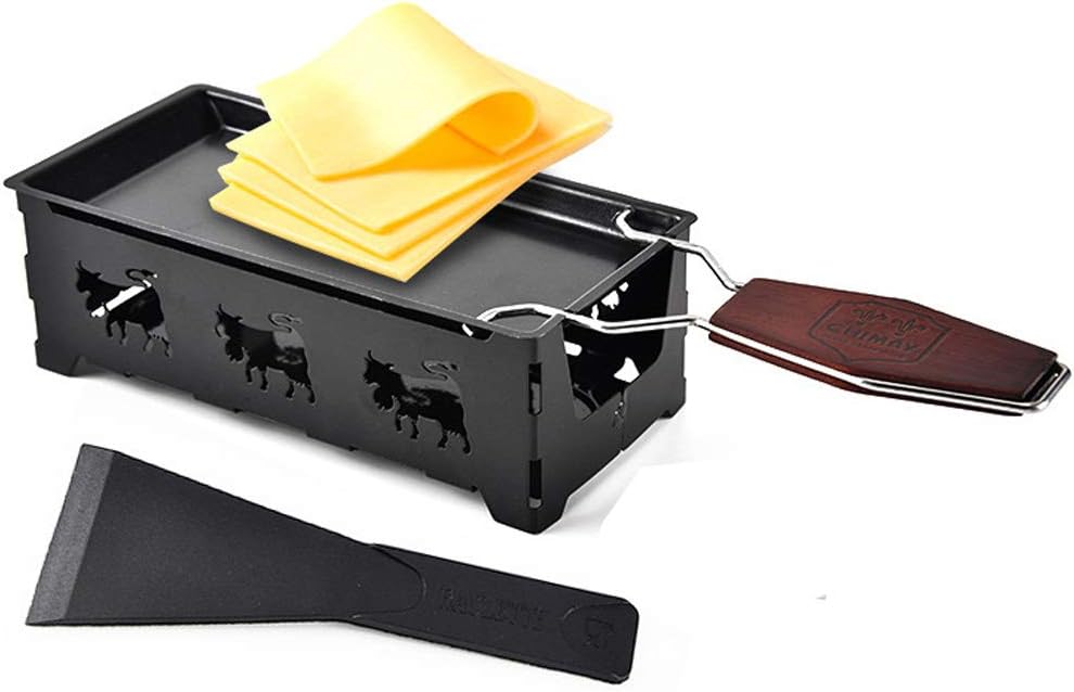 TAMUME Käse Griller Käse Schmelzgerät Tragbar Kerzenlicht Raclette-Metall Antihaft-Käsepfanne (Nero)